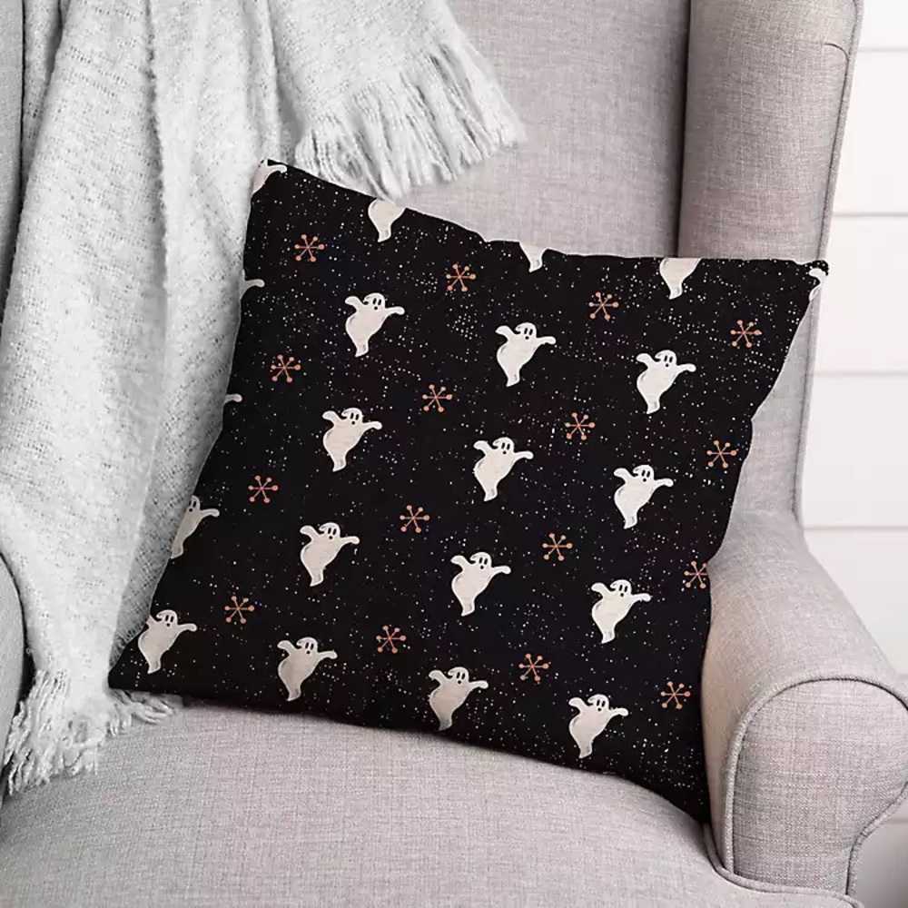 Kirkland’s Halloween Ghost Pattern Decor Pillow NWT